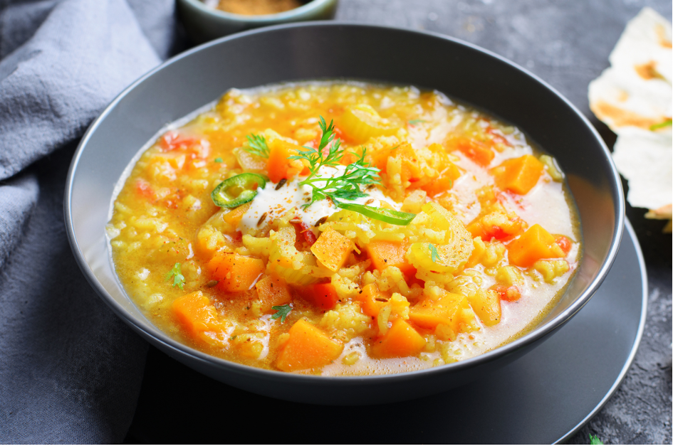 Dahl de lentilles corail et potimarron